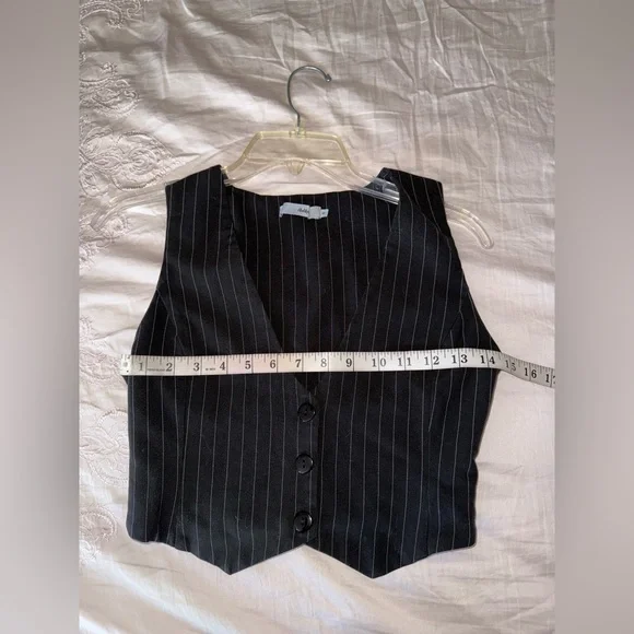 Adika Like New Black Lucille Pinstripe Vest & Pants Set